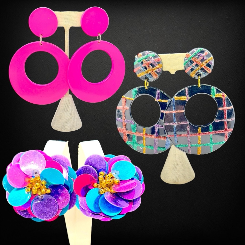 Totally 80’s Funky & Wild Statement Clip Earrings Bundle